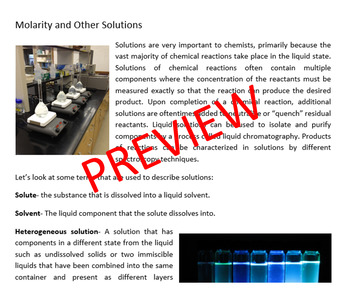 Preview of Molarity and Other Solutions