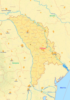 Preview of Moldova map with cities township counties rivers roads labeled