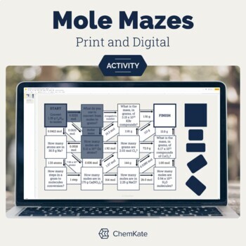 Preview of Mole Chemistry Mazes Self-checking Print and Digital Resource