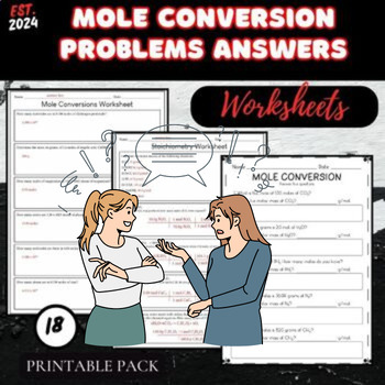 Preview of Mole Conversion Problems Worksheet Answers