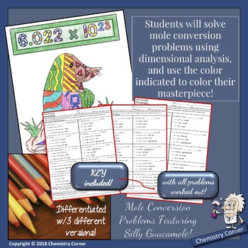 mole conversions colorbynumberchemistry corner  tpt