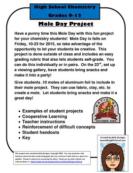 Preview of Mole Day Project for High School Chemistry