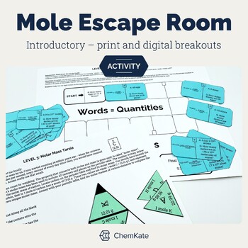 Preview of Mole Escape Room fun activity to introduce in print and digital formats