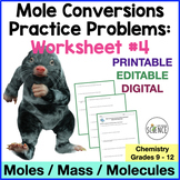 Mole Mass Molecules Conversion Problems 4 Moles