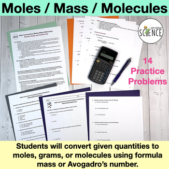 Mole Practice Worksheet #2 by Amy Brown Science | TpT