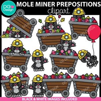 Preview of Mole Prepositions Clipart | Mining Clipart | Positional Clipart | Miner Clipart