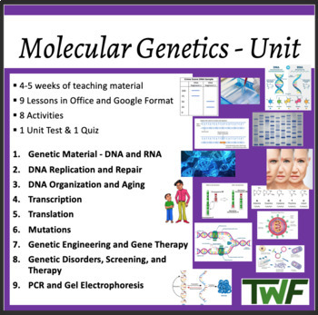 Preview of Molecular Genetics Unit - Lessons, Notes, Worksheets & Assessments