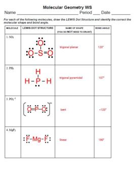 Molecular Geometry Worksheet By Chem Queen Teachers Pay Teachers