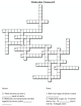 Molecules Crossword by Northeast Education TPT