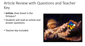 Preview of Mollusca Article Review "How smart is the Octopus" with Key