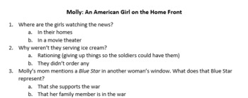 Preview of Molly An American Girl on the Home Front Movie Questions Multiple Choice