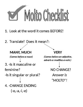 Preview of Molto Checklist