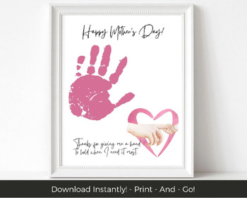 Mom Love Heart Handprint Art - Printable Mother's Day Handprint Craft ...