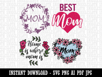 Mom Mother's Day Clipart Instant Digital Download AI PDF SVG PNG JPG Files