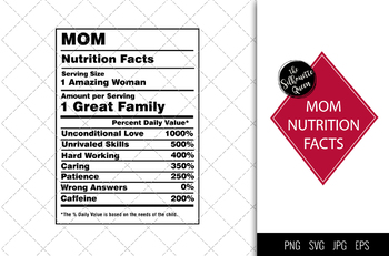 Preview of Mom Nutrition facts svg – Nutrition svg –Mom facts clipart – Baseball label svg