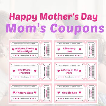 Preview of Mom's Coupons for Mother's Day - Editable with Canva and Easel
