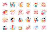 Mom's Joy: Playful Mother's Day Sticker Set - 25 Cheerful Designs