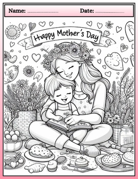 Preview of Mom's Magic: Heartwarming Mother's Day Coloring Pages to Celebrate Love