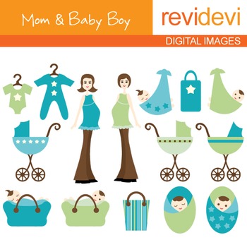 Preview of Mom to be and Baby Boy Clip art