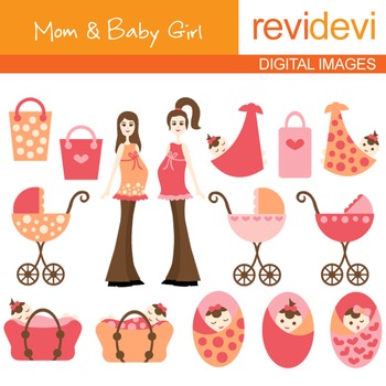 Preview of Mom to be and Baby Girl clip art