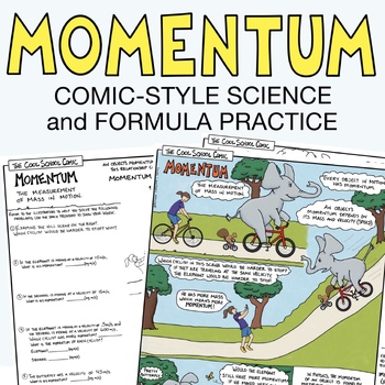 Preview of Momentum Comic & Formula Practice - Middle School Physical Science Review