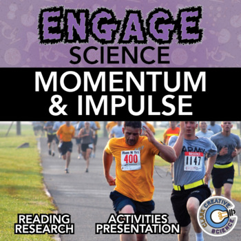 Preview of Momentum & Impulse Resources - Reading, Printable Activities, Notes & Slides