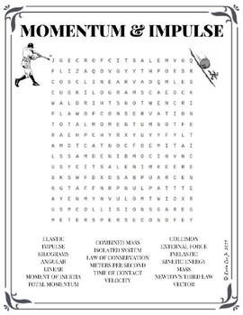 Preview of Momentum & Impulse Word search worksheet puzzle