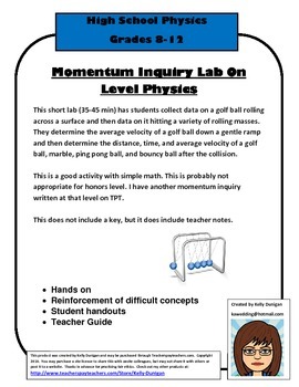 Preview of Momentum Inquiry Lab - On Level Physics