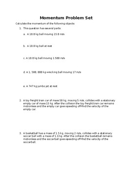 Preview of Momentum Problem Set