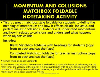 Preview of Momentum and Collisions Foldable Activity