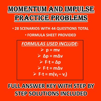 Momentum and Impulse Practice Problems Worksheet (Classroom use or D.L.)