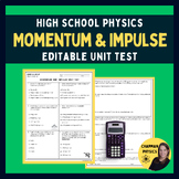 Momentum and Impulse Test- Editable Power Point & PDF - Hi