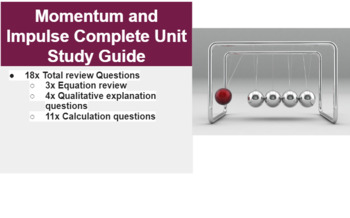 Preview of Momentum and Impulse Unit Review Study Guide