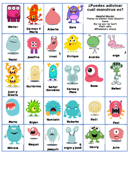 Preview of Monster Body Parts Guess Who review game- Partes del cuerpo