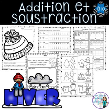 Preview of Addition et soustraction à 10:  French Addition and Subtraction to 10 (l'hiver)