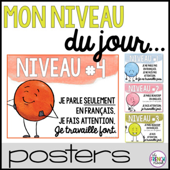 Preview of Mon niveau du jour… French class assessment posters