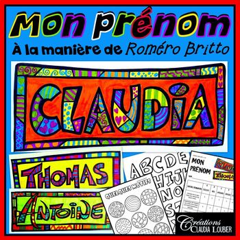 Preview of Rentrée scolaire : Mon prénom à la Roméro Britto pour bureaux, Arts plastiques