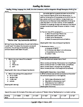 Preview of Intervention & Test Prep with "Mona Lisa" by Leonardo daVinci