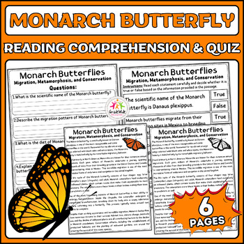 Preview of Monarch Butterflies: Spring Migration Nonfiction Reading Comprehension & Quiz