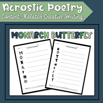 Preview of Monarch Butterfly Acrostic Poetry