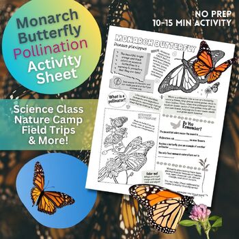 Preview of Monarch Butterfly - Animal Facts, Science Vocab, Coloring, Content Assessment