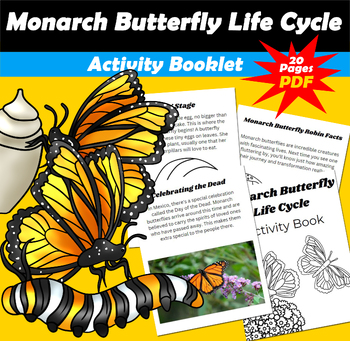 Preview of Monarch Butterfly Life Cycle Activity Book PDF