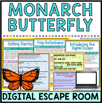 Preview of Monarch Butterfly Life Cycle and Migration Science Digital Escape Room