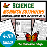 Monarch Butterfly Migration Informational Text W/ Worksheet
