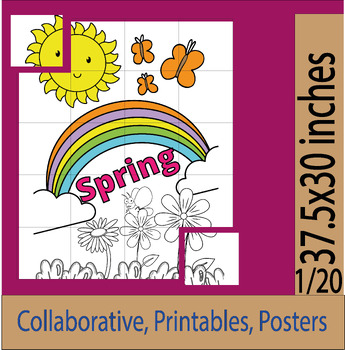 Preview of Monarch Butterfly & Springtime Collaborative Posters | Classroom Bulletin Board