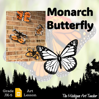 Preview of Monarch Symmetry Painting - Butterfly Art Activity - Elementary Spring Lesson