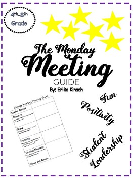 Preview of Monday Meeting Guide for Intermediate Classroom with EXAMPLES