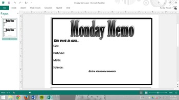 Preview of Monday Memo