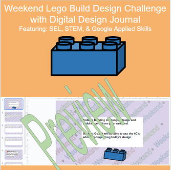 Preview of Monday (Weekend Recap) STEM Lego Design Challenge w/ Workbook and Lesson Plan