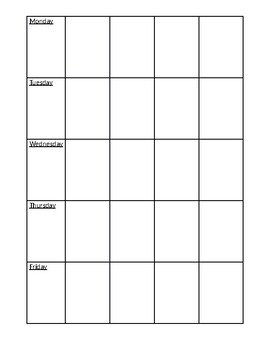Preview of Monday through Friday blank template with grid lines